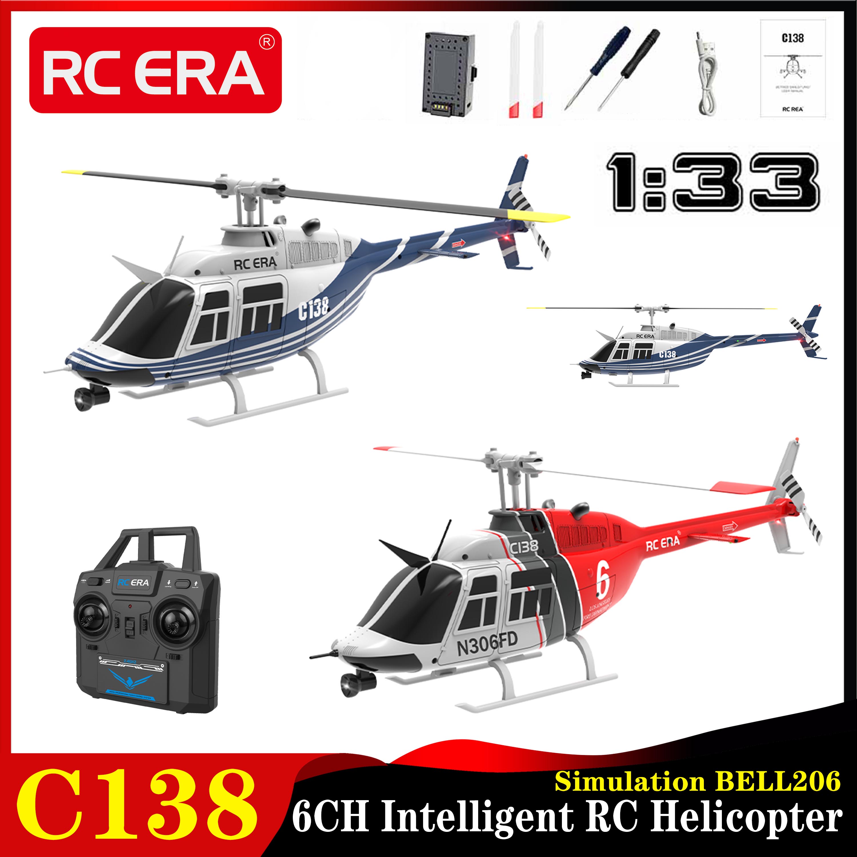 RC ERA C138 1:33 Bell 206 RC H - Rc Hobby Grade Helicopter 리뷰 및 가격
